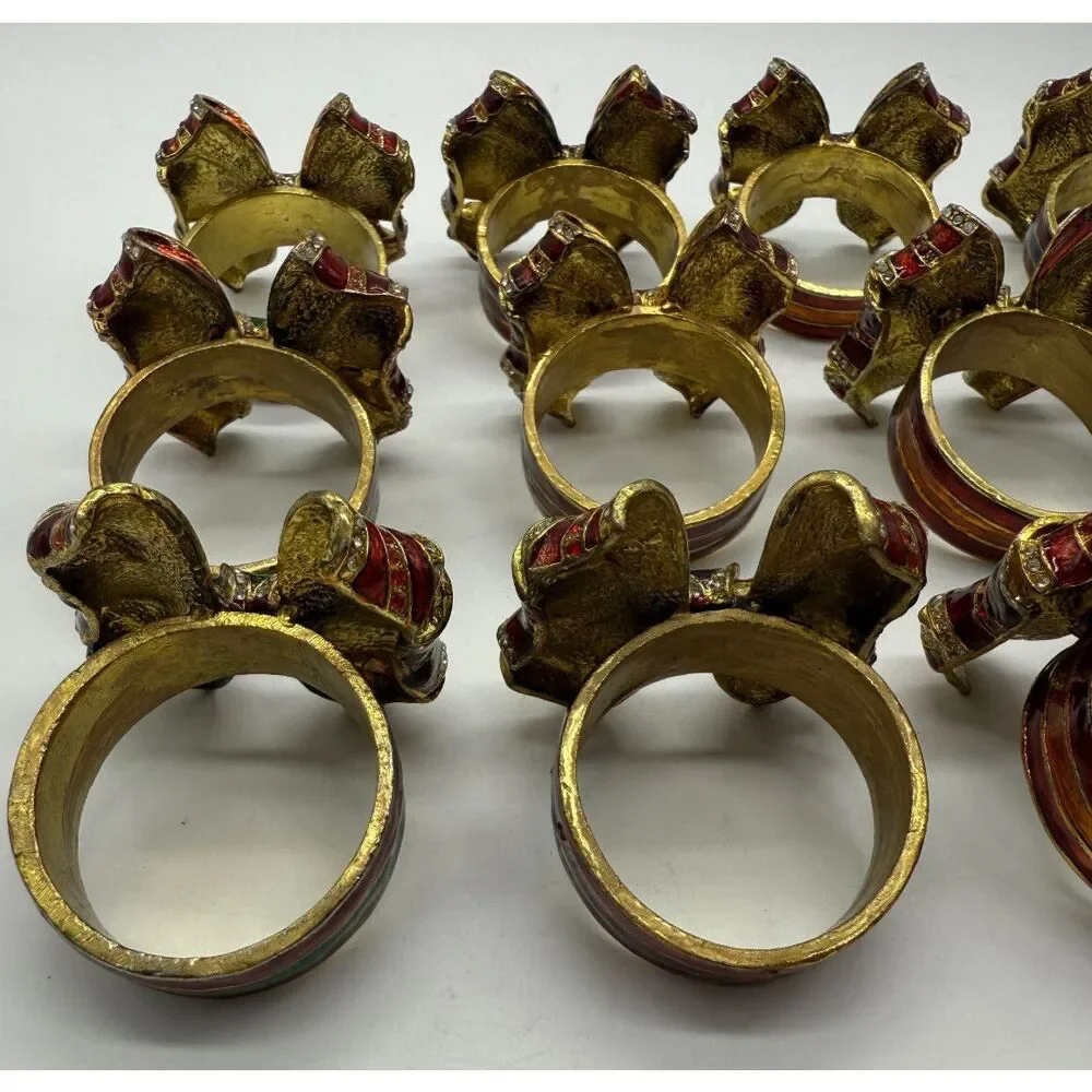 Set of 12 Mix Color Bombay‎ Company Christmas Jeweled Enameled Bow Napkin Rings